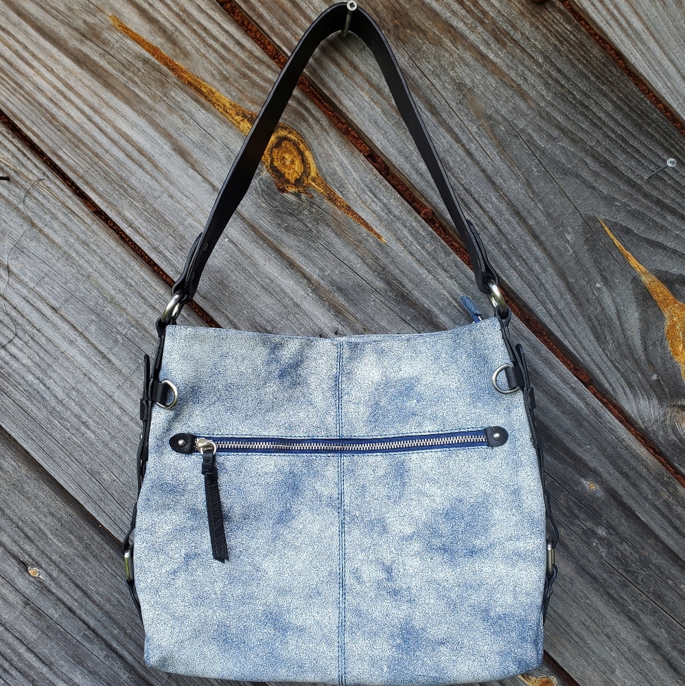 Mini Bossi Leather Whitewash Denim Bag
